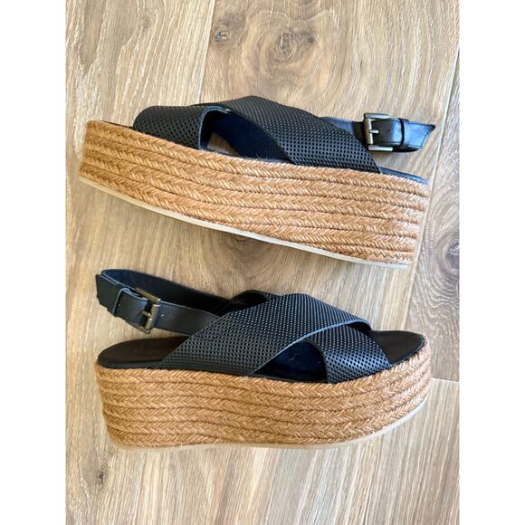 Garnet Hill Black Audrey Platform Espadrilles - Leather - size 39/8 - W4 - Picture 9 of 12